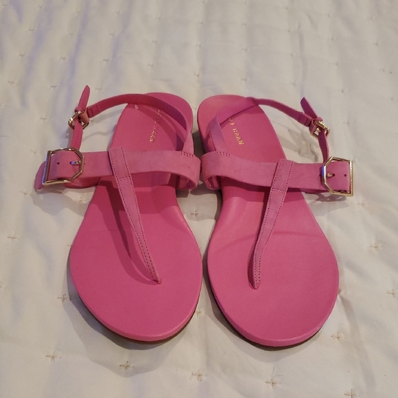 NWT Cole Haan Francine Demi Wedge Pink T-Strap Sandals/Adjustable Buckle (31) - Picture 1 of 10